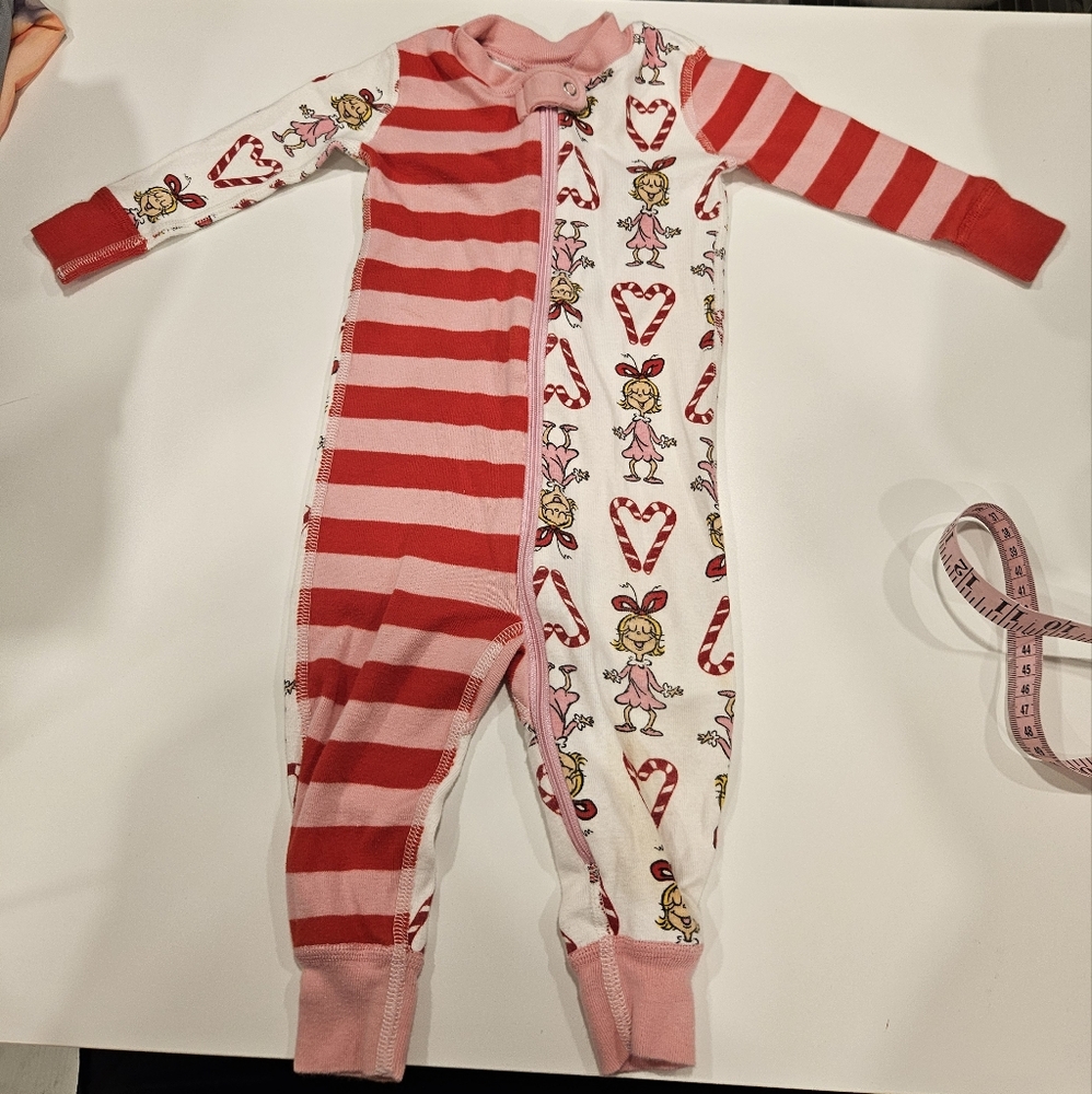 Grinch 6-12 Months Long Sleeve Onesie Sleeper One Piece